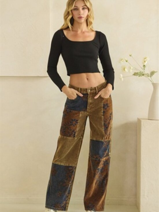 Oli & Hali Pants - FALL Y2K WIDE LEG PATCHWORK PANTS BY OLI & HALI-BRAND NEW